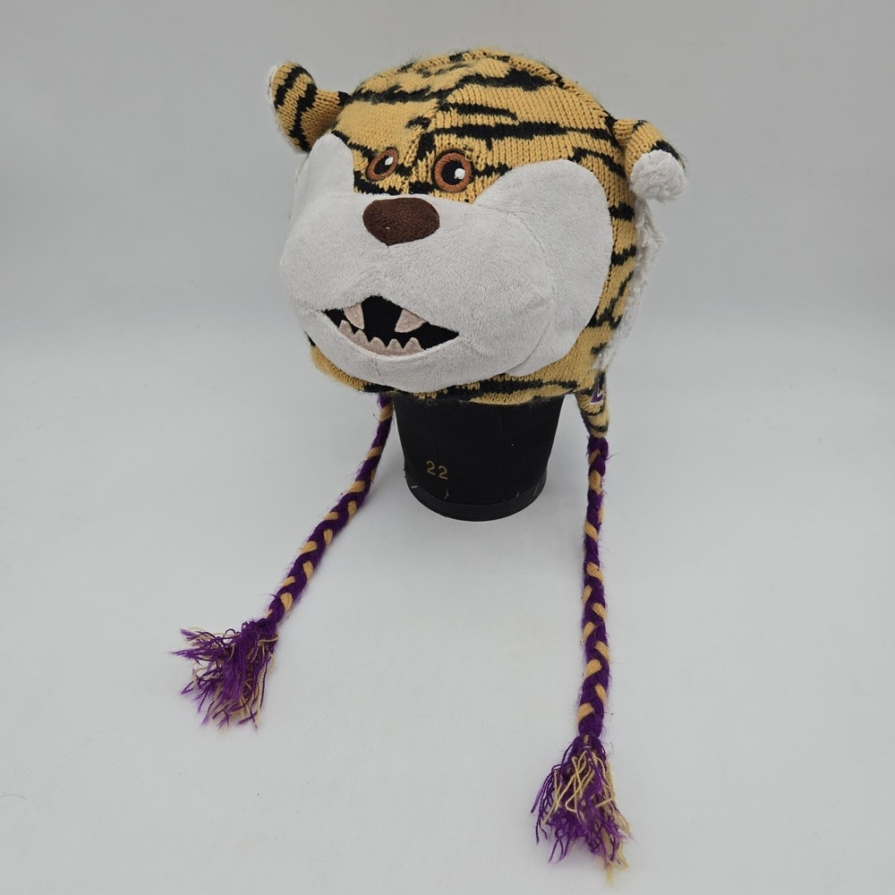 Zoo Zatz LSU Tigers Beanie Cap Sock Hat Mike the Tiger Face SEC Football OSFM